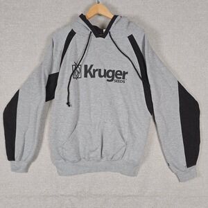 Vintage Badger Sport Kruger Seeds Hoodie Sz XL Gray Two Tone Gorpcore Aesthetic